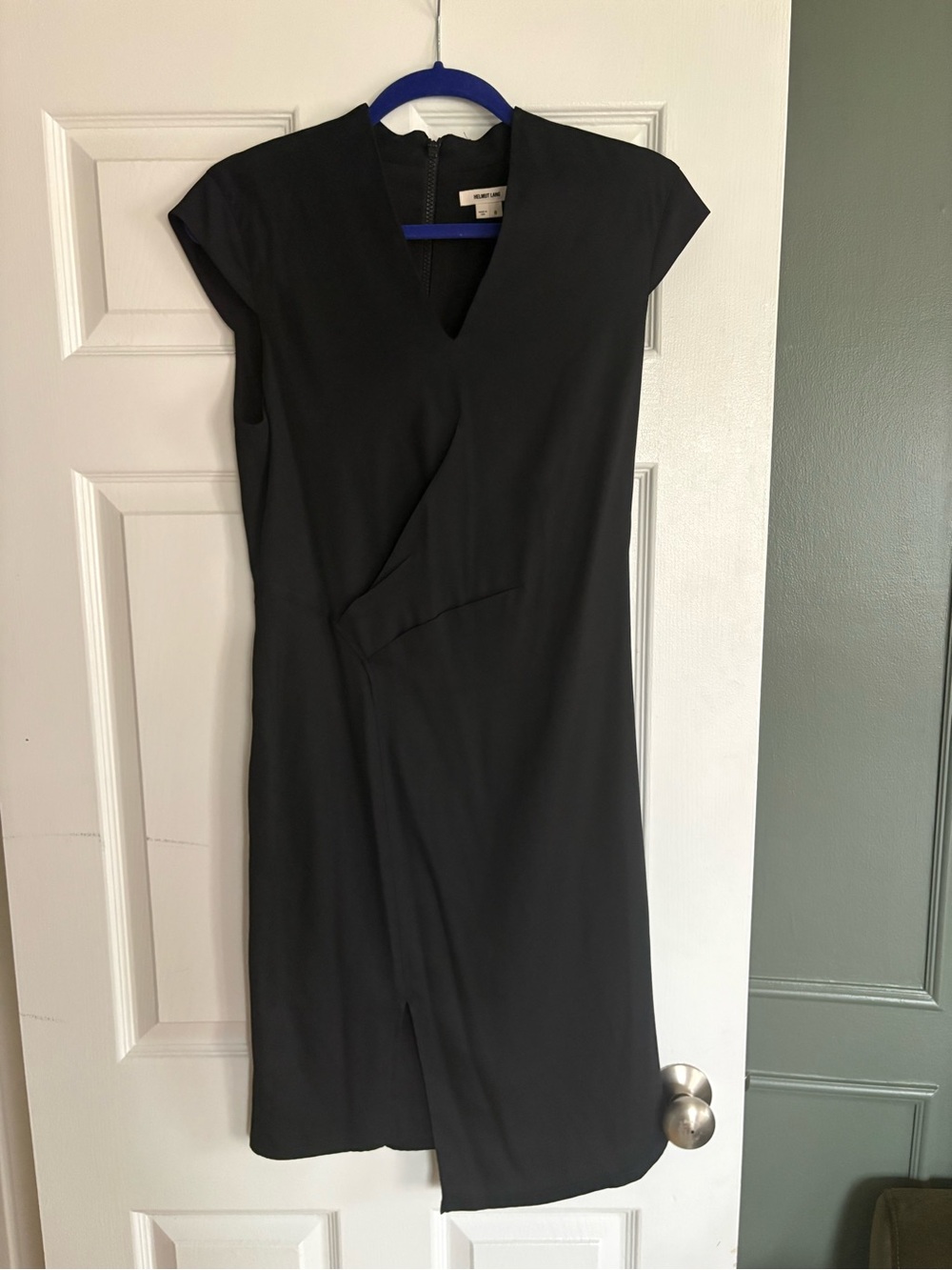 Helmut Lang Black Cap-Sleeve Midi Dress